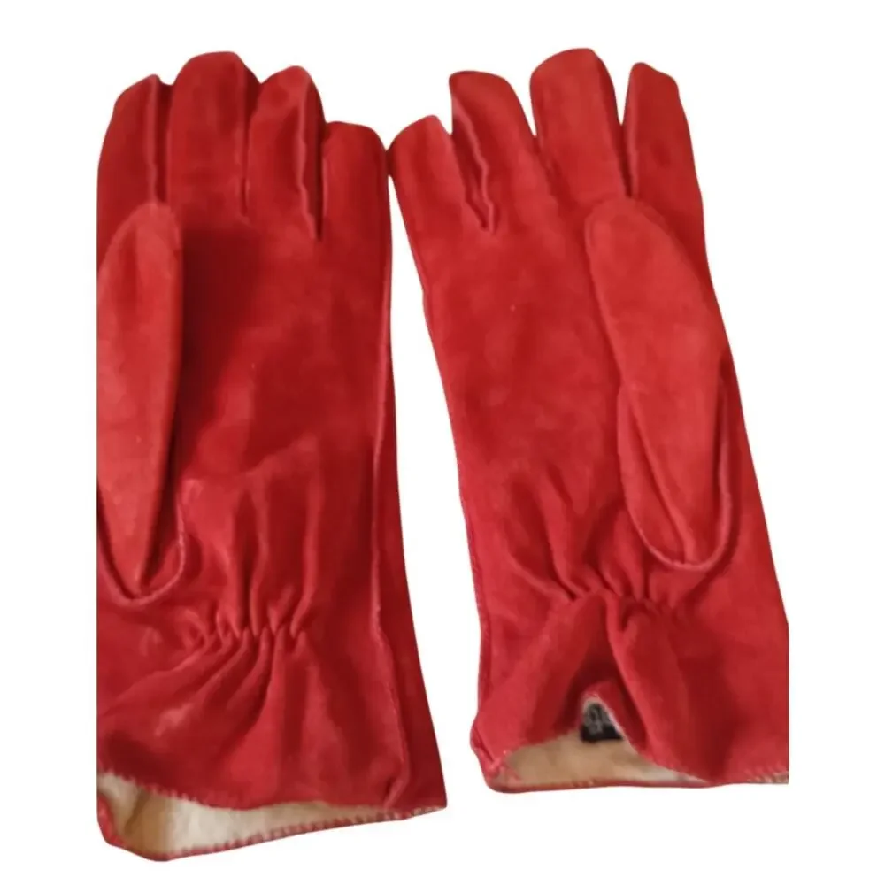Durable Red Thinsulate Insulated Suede Gloves (Size XL)